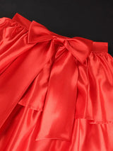 AOMEIDRESS Elegant Tiered Skirt Elastic High Waist Bow Evening Gowns