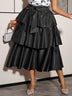 AOMEIDRESS Elegant Tiered Skirt Elastic High Waist Bow Evening Gowns - Black / S