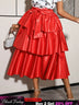 AOMEIDRESS Elegant Tiered Skirt Elastic High Waist Bow Evening Gowns - Red / S