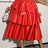AOMEIDRESS Elegant Tiered Skirt Elastic High Waist Bow Evening Gowns - Red / S