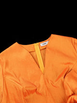 AOMEIDRESS Elegant Tops V Neck Long Sleeves with 3D Flower Peplum Hem