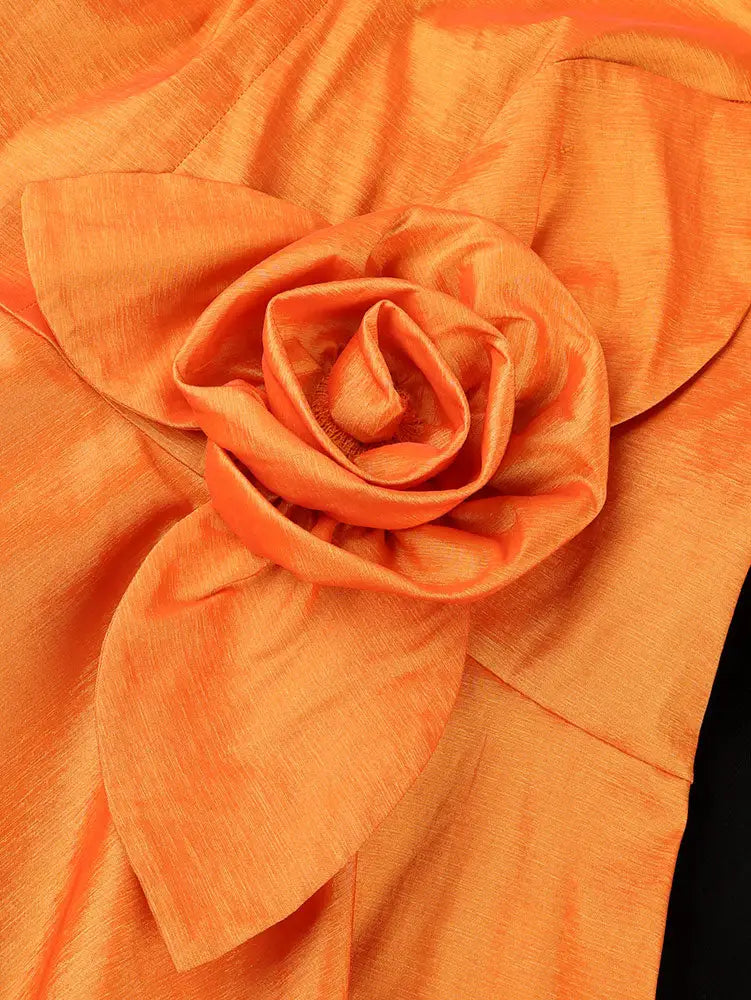 AOMEIDRESS Elegant Tops V Neck Long Sleeves with 3D Flower Peplum Hem