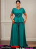 AOMEIDRESS Elegant Two Piece Set 3D Flower Peplum Top Wide Leg Pants LakeGreen / L