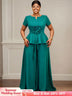 AOMEIDRESS Elegant Two Piece Set 3D Flower Peplum Top Wide Leg Pants LakeGreen / L