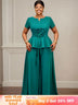 AOMEIDRESS Elegant Two Piece Set 3D Flower Peplum Top Wide Leg Pants LakeGreen / L