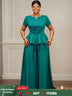 AOMEIDRESS Elegant Two Piece Set 3D Flower Peplum Top Wide Leg Pants LakeGreen / L
