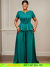 AOMEIDRESS Elegant Two Piece Set 3D Flower Peplum Top Wide Leg Pants LakeGreen / L