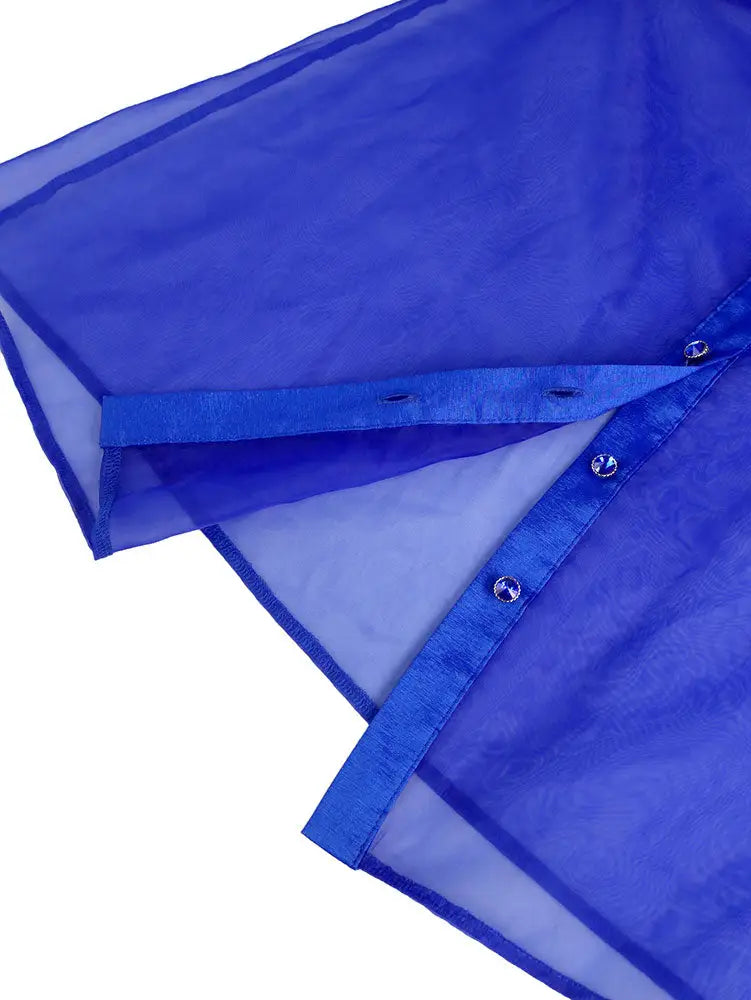 AOMEIDRESS Elegant Two Piece Set Sheer Mesh Puff Sleeve Evening Party