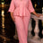 AOMEIDRESS Elegant Two Piece Set V Neck Appliques Top Wide Leg Pants - Pink / L