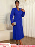 AOMEIDRESS Elegant Two Piece Suit Set with Halter Dress Office Wear Blue / L