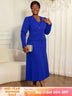 AOMEIDRESS Elegant Two Piece Suit Set with Halter Dress Office Wear Blue / L