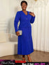 AOMEIDRESS Elegant Two Piece Suit Set with Halter Dress Office Wear Blue / L