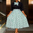 AOMEIDRESS Elegant Two Pieces Set Button Shirt With Polka Dot Skirt Green / S
