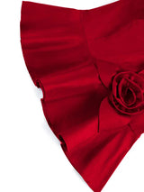 AOMEIDRESS Elegant V Neck Short Sleeves Peplum Top with 3D Flower