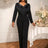 AOMEIDRESS Elegant Wedding Evening Beading Jumpsuit with Tassel V Neck Black / S