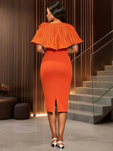 AOMEIDRESS Elegant Wedding Evening Dress with 3D Flower Pleated Cape