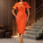 AOMEIDRESS Elegant Wedding Evening Dress with 3D Flower Pleated Cape Orange / S