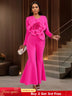 AOMEIDRESS Elegant Wedding Evening Jumpsuit with 3D Flower Flare Pants Rose / S