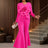 AOMEIDRESS Elegant Wedding Evening Jumpsuit with 3D Flower Flare Pants Rose / S