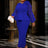 AOMEIDRESS Elegant Wedding Guest Dress Package Hip O Neck 3D Flower Blue / 0XL