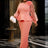 AOMEIDRESS Elegant Wedding Guest Dress Package Hip O Neck 3D Flower Pink / 0XL