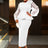 AOMEIDRESS Elegant Wedding Guest Dress Package Hip O Neck 3D Flower White / 0XL