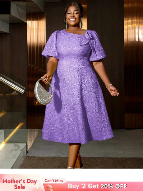 AOMEIDRESS Elegant Wedding Guest Dresses Jacquard A Line 3D Flower Purple / S