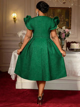 AOMEIDRESS Elegant Wedding Guest Dresses Jacquard A Line 3D Ruffles