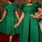 AOMEIDRESS Elegant Wedding Guest Dresses Jacquard A Line 3D Ruffles DarkGreen / S