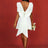 AOMEIDRESS Elegant Wedding Guest Mini Dresses Backless Bow Puff Sleeve White / S