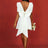 AOMEIDRESS Elegant Wedding Guest Mini Dresses Backless Bow Puff Sleeve White / S