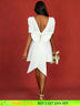 AOMEIDRESS Elegant Wedding Guest Mini Dresses Backless Bow Puff Sleeve White / S