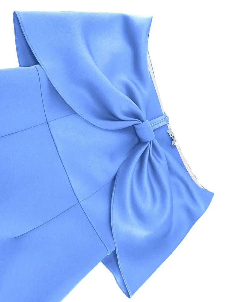 AOMEIDRESS Elegant Wedding Guests Dress Big Bow Strapless Package Hip