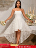 AOMEIDRESS Elegant White A Line Lace Strapless Dress For Bridal Shower White / S