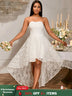 AOMEIDRESS Elegant White A Line Lace Strapless Dress For Bridal Shower White / S