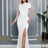 AOMEIDRESS Elegant White Beading Dress 3D Flower For Bridal Shower WT / S