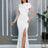 AOMEIDRESS Elegant White Beading Dress 3D Flower For Bridal Shower WT / S