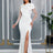AOMEIDRESS Elegant White Beading Dress 3D Flower For Bridal Shower WT / S