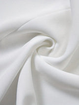 AOMEIDRESS Elegant White Blazer Contrast Trim with Belt Office Wear