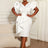 AOMEIDRESS Elegant White Bodycon Dress V Neck Butterfly Sleeve Peplum White / S