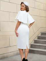 AOMEIDRESS Elegant White Cape Sheath Dress for Easter and Graduation