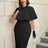 AOMEIDRESS Elegant White Cape Sheath Dress for Easter and Graduation Black / S