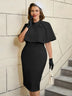 AOMEIDRESS Elegant White Cape Sheath Dress for Easter and Graduation Black / S