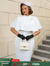 AOMEIDRESS Elegant White Cape Sheath Dress for Easter and Graduation White / S
