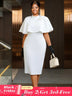 AOMEIDRESS Elegant White Cape Sheath Dresses for Graduation Day White / 0XL