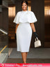 AOMEIDRESS Elegant White Cape Sheath Dresses for Graduation Day White / 0XL