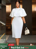 AOMEIDRESS Elegant White Cape Sheath Dresses for Graduation Day White / 0XL