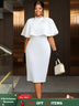 AOMEIDRESS Elegant White Cape Sheath Dresses for Graduation Day White / 0XL