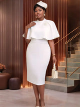 AOMEIDRESS Elegant White Cape Sheath Dresses for Graduation Day