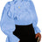 AOMEIDRESS Elegant White Cotton Shirt Button 3D Flower Long Sleeves - Blue / 0XL
